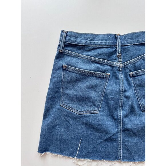MADEWELL Medium Blue Rinse 100% Cotton Rigid Denim A-Line Skirt, Size 28 - Picture 9 of 16